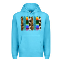 Ocean Blue serape leopard tooled leather cowhide background Premium Hoodie - RanaPortraitStore