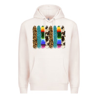Pale Pink serape leopard tooled leather cowhide background Premium Hoodie - RanaPortraitStore