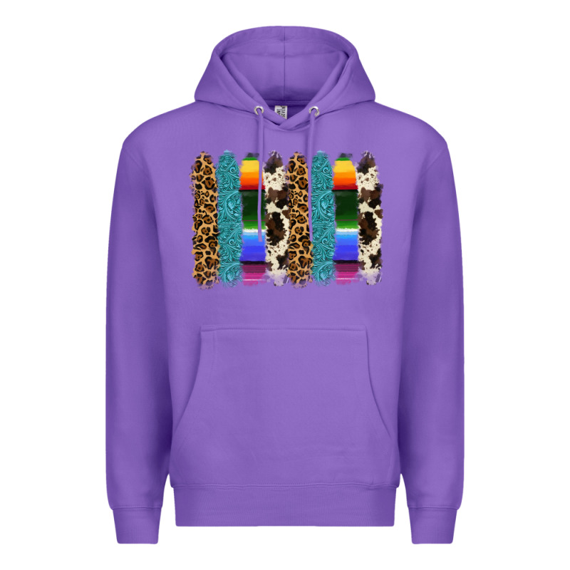 Serape Leopard Tooled Leather Cowhide Background Premium Hoodie by RanaPortraitStore | Teevron