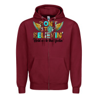 Burgundy dont stop believing Zipper Hoodie - texasbilliewilder