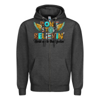 Charcoal Heather dont stop believing Zipper Hoodie - texasbilliewilder