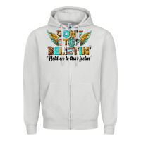 Dove Grey dont stop believing Zipper Hoodie - texasbilliewilder