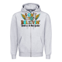 Heather Grey dont stop believing Zipper Hoodie - texasbilliewilder