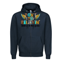 Navy dont stop believing Zipper Hoodie - texasbilliewilder