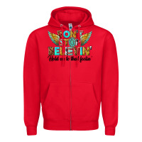 Red dont stop believing Zipper Hoodie - texasbilliewilder