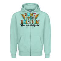 Seafoam dont stop believing Zipper Hoodie - texasbilliewilder