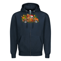 Navy christmas gingerbread truck Zipper Hoodie - Zillion Design Studio