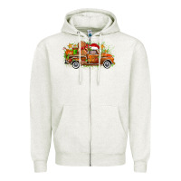 Oatmeal Heather christmas gingerbread truck Zipper Hoodie - Zillion Design Studio