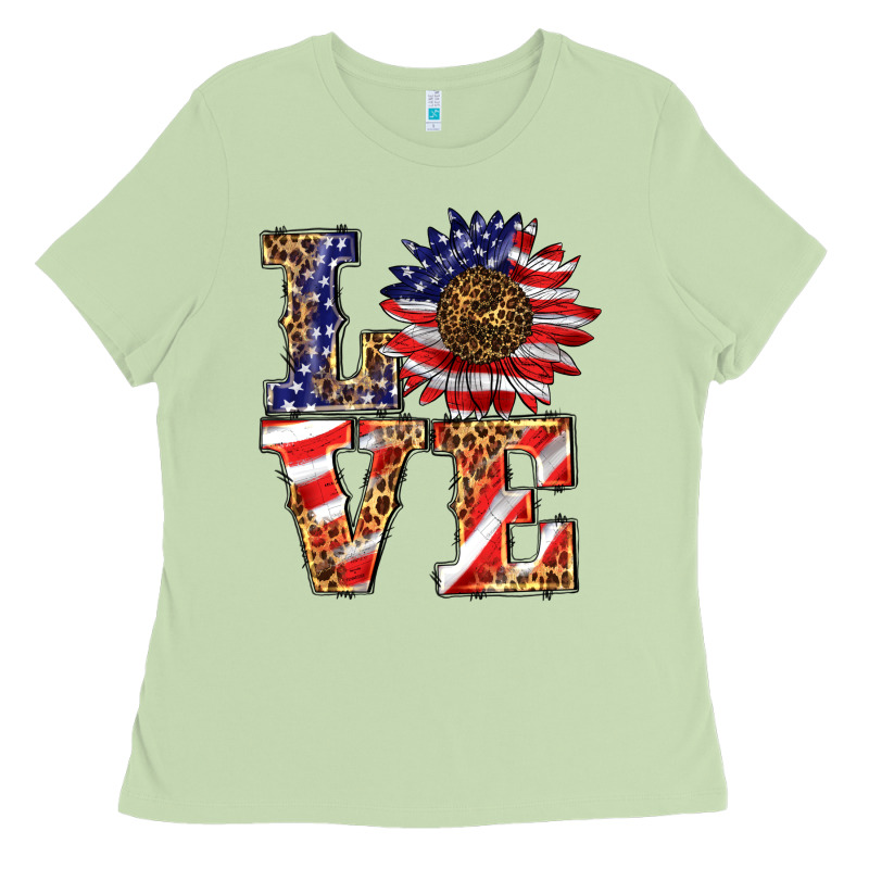 Patriotic Sunflower Love Ladies Tee by BarkalooDesign | Teevron