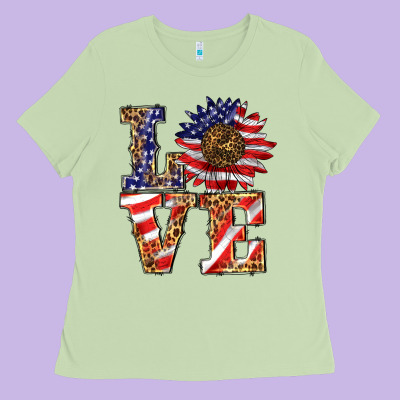 Patriotic Sunflower Love Ladies Tee Designed By Barkaloodesign