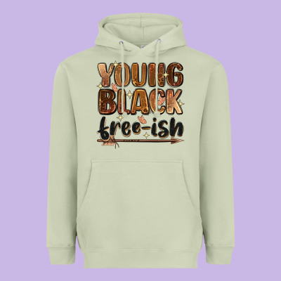 Young Black Free-ish Heavyweight Hoodie Designed By Zillion Design Studio