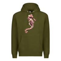 Army Green pink seahorse Premium Hoodie - LillyAllenDesigns