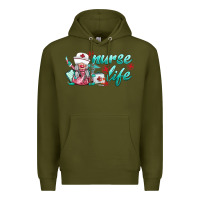Army Green nurse life gnomies Premium Hoodie - BarkalooDesign