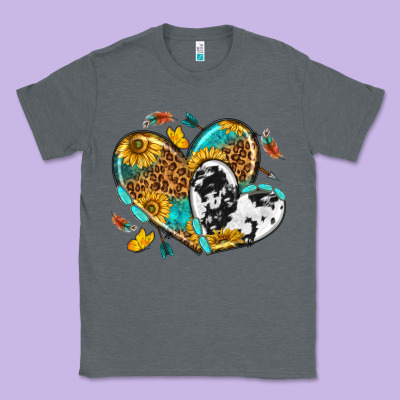 Classic Tee cowhide leopard hearts