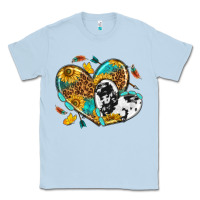 Dusty Blue cowhide leopard hearts Classic Tee - texasbilliewilder
