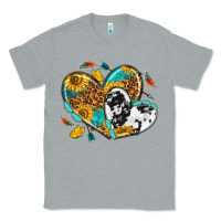 Heather Grey cowhide leopard hearts Classic Tee - texasbilliewilder