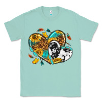 Seafoam cowhide leopard hearts Classic Tee - texasbilliewilder