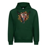 Forest Green American Bull Skull Urban Hoodie - Jasminsmagicworld