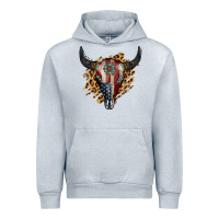 Heather Grey American Bull Skull Urban Hoodie - Jasminsmagicworld