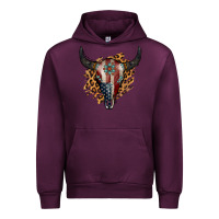 Mauve Wine American Bull Skull Urban Hoodie - Jasminsmagicworld
