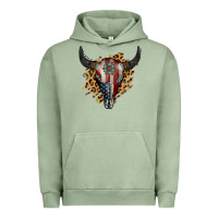 Pigment Oil Green American Bull Skull Urban Hoodie - Jasminsmagicworld