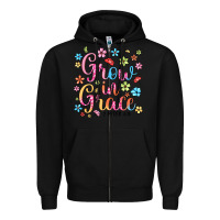 Black grow in grace Zipper Hoodie - texasbilliewilder