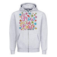 Heather Grey grow in grace Zipper Hoodie - texasbilliewilder