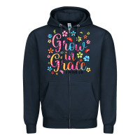 Navy grow in grace Zipper Hoodie - texasbilliewilder