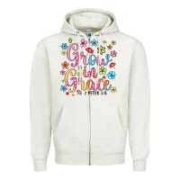 Oatmeal Heather grow in grace Zipper Hoodie - texasbilliewilder