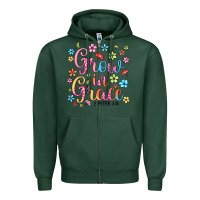 Sports Green grow in grace Zipper Hoodie - texasbilliewilder