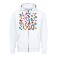 White grow in grace Zipper Hoodie - texasbilliewilder