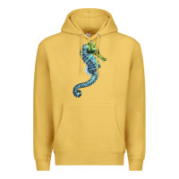 Antique Gold Blue Seahorse Premium Hoodie - LillyAllenDesigns