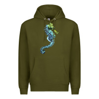 Army Green Blue Seahorse Premium Hoodie - LillyAllenDesigns