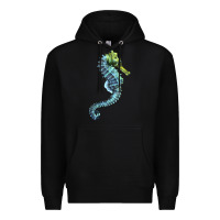 Black Blue Seahorse Premium Hoodie - LillyAllenDesigns