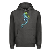 Charcoal Heather Blue Seahorse Premium Hoodie - LillyAllenDesigns