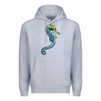 Heather Grey Blue Seahorse Premium Hoodie - LillyAllenDesigns
