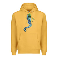 Mustard Blue Seahorse Premium Hoodie - LillyAllenDesigns