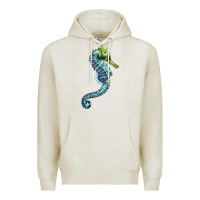 Oatmeal Heather Blue Seahorse Premium Hoodie - LillyAllenDesigns