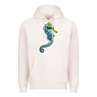 Pale Pink Blue Seahorse Premium Hoodie - LillyAllenDesigns