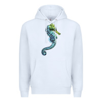 White Blue Seahorse Premium Hoodie - LillyAllenDesigns