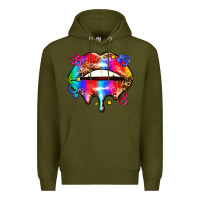 Army Green pride lips Premium Hoodie - AdoDesignShop