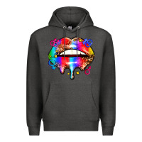 Charcoal Heather pride lips Premium Hoodie - AdoDesignShop