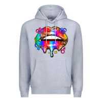 Heather Grey pride lips Premium Hoodie - AdoDesignShop