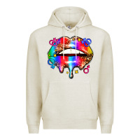 Oatmeal Heather pride lips Premium Hoodie - AdoDesignShop