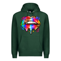 Sports Green pride lips Premium Hoodie - AdoDesignShop