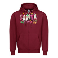 Burgundy pink santa baby christmas Zipper Hoodie - Zillion Design Studio