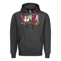 Charcoal Heather pink santa baby christmas Zipper Hoodie - Zillion Design Studio