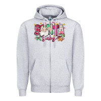 Heather Grey pink santa baby christmas Zipper Hoodie - Zillion Design Studio