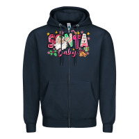 Navy pink santa baby christmas Zipper Hoodie - Zillion Design Studio