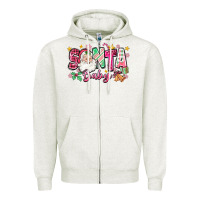Oatmeal Heather pink santa baby christmas Zipper Hoodie - Zillion Design Studio